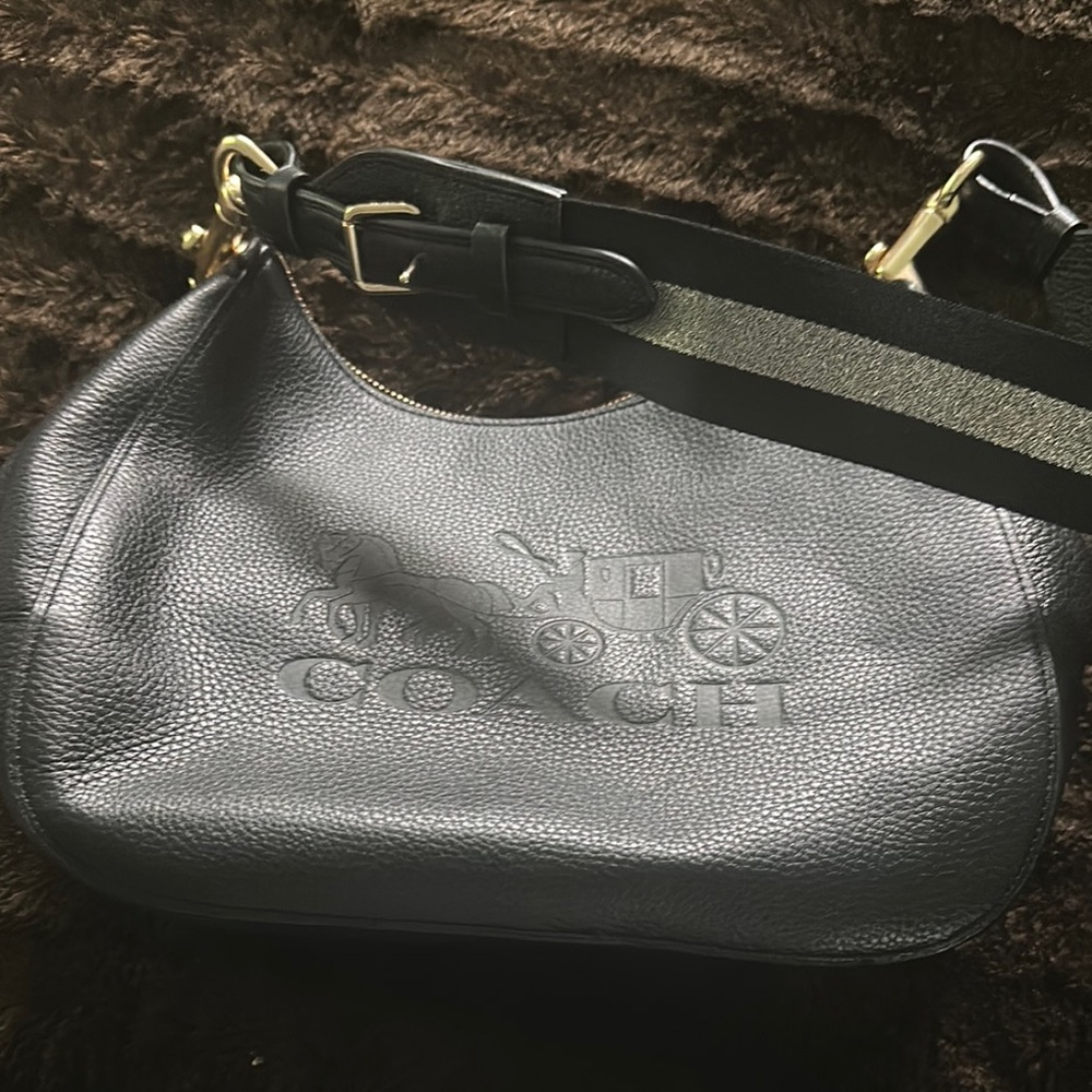 Coach Black Shoulder Bag with Gold Accents